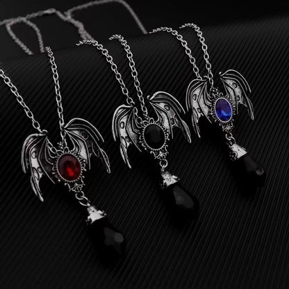 Vintage Style Wings Alloy Plating Inlay Artificial Gemstones Halloween Unisex Necklace Pendant