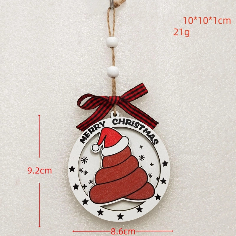 Christmas Cute Letter House Bow Knot Wood Indoor Party Decorations Hanging Ornaments