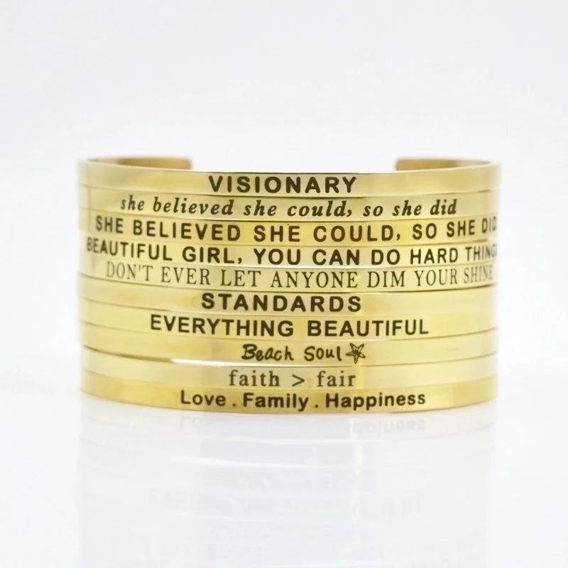 Minimalist Letter Stainless Steel Bangle