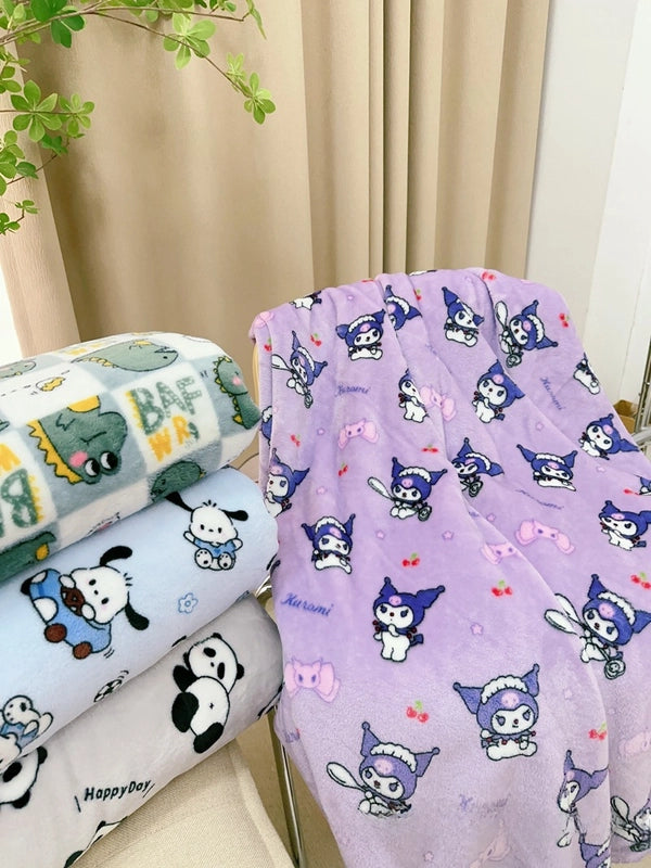 In Stock | Style Autumn And Winter Thickened Cartoon Crayon Small New Flannel Casual Plush Blanket Dormitory Bed Sheet