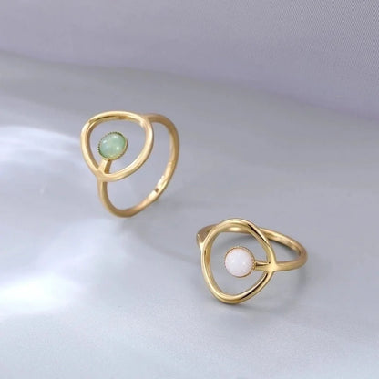 Fashion Geometric 304 Stainless Steel Opal Gold Plated Plating Rings