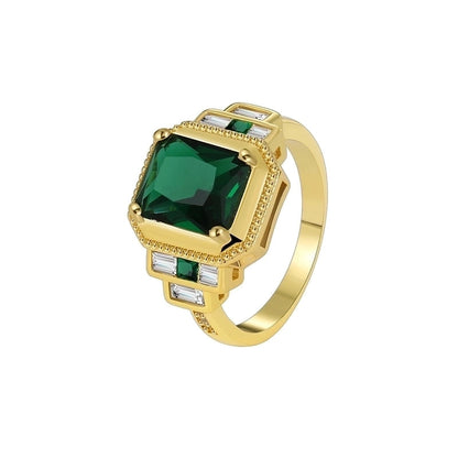 Minimalist Classic Style Color Block Copper Plating Inlay 18K Gold Plated Zircon Rings