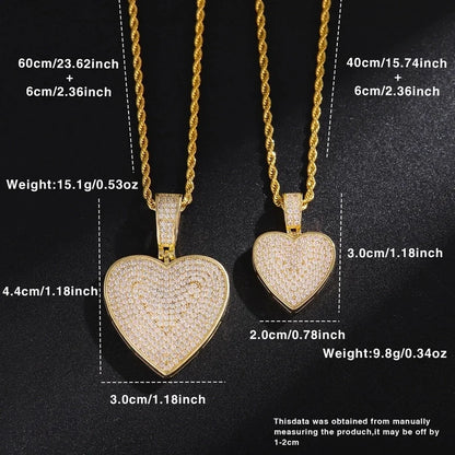 Hip-Hop Minimalist Shiny Heart Shape 304 Stainless Steel Copper Zircon 18K Gold Plated Inlay Pendant Necklace