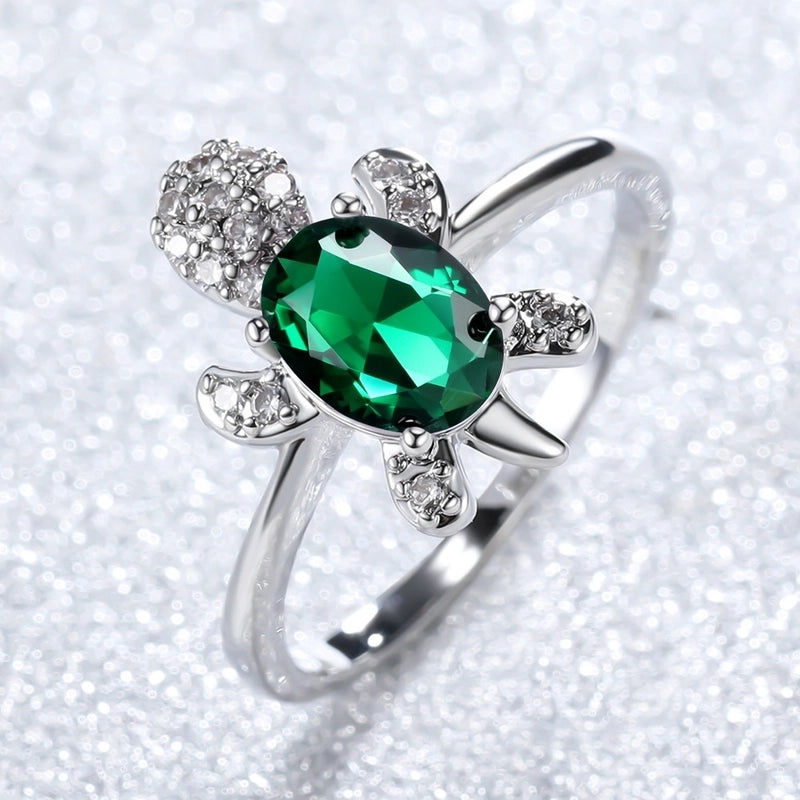 Minimalist Animal Copper Plating Inlay Artificial Gemstones Rings