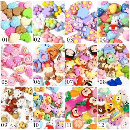 Cute Animal Fruit Flower Resin Nail Patches Nail Supplies