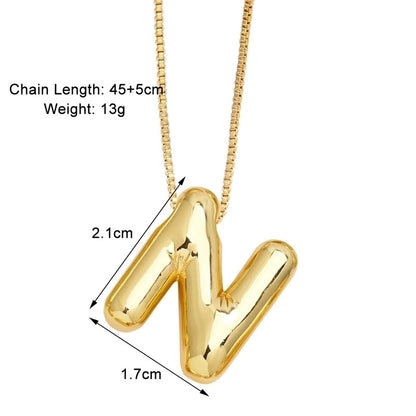 Minimalist Letter Copper Plating 18k Gold Plated Necklace Pendant