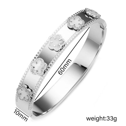 Casual Minimalist Heart Shape Flower Titanium Steel Rhinestones Bangle In Bulk