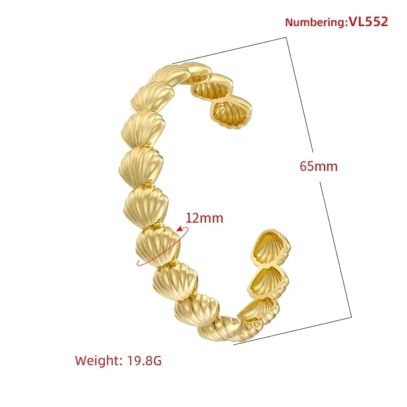 2 Pieces Copper 18K Gold Plated Shell Copper Bracelets