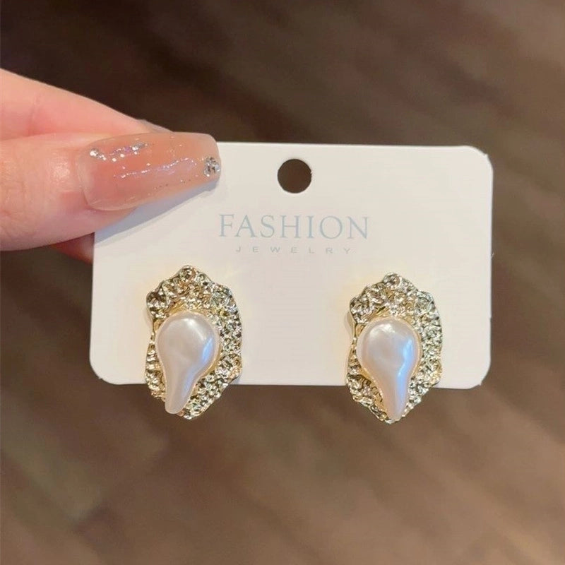 10 Pieces Minimalist Heart Shape Flower Bow Knot Imitation Pearl Alloy Rhinestone Irregular Women\'S Earrings 1 Pair