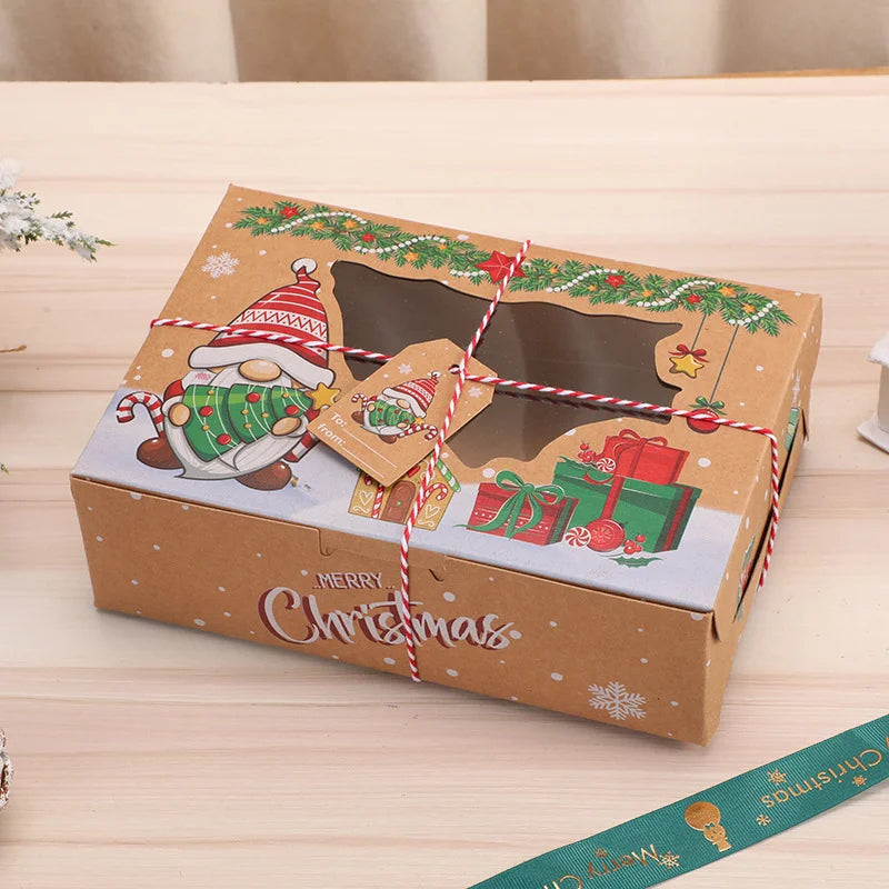 Christmas Kraft Paper Window Gift Box Christmas European Style Cookie Box Souvenir Baking Candy Box