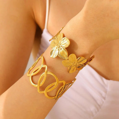 Casual Minimalist Streetwear Geometric 304 Stainless Steel Bangle In Bulk