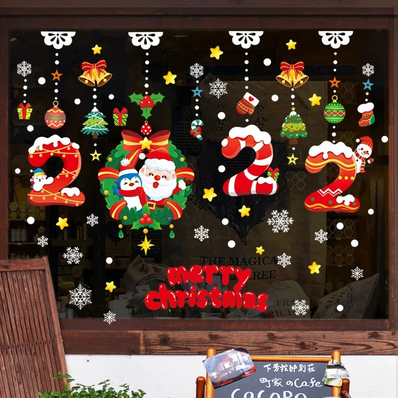 Christmas Casual Christmas Tree Santa Claus PVC Wall Sticker
