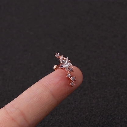Ear Cartilage Rings & Studs Star 316L Stainless Steel Copper Zircon