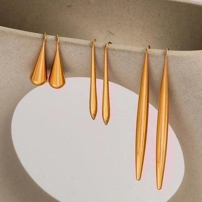 1 Pair Minimalist Solid Color Plating 304 Stainless Steel 18K Gold Plated Drop Earrings