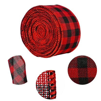 Christmas Decorations Red And Black Christmas Plaid Ribbon