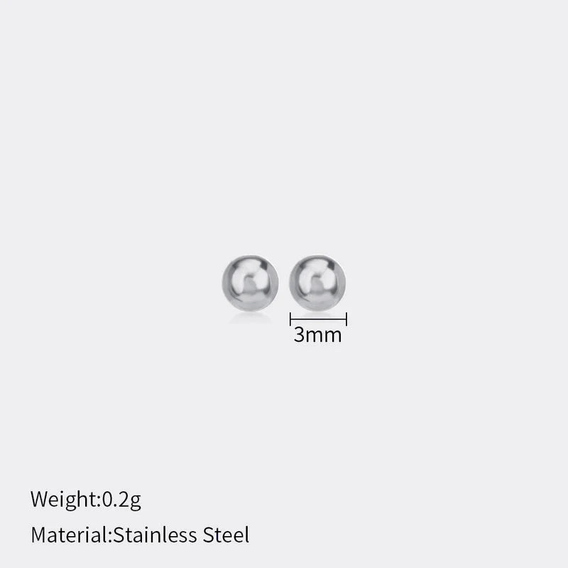 1 Pair Minimalist Ball Solid Color Plating 304 Stainless Steel Stainless Steel Earrings