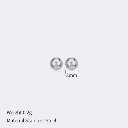 1 Pair Minimalist Ball Solid Color Plating 304 Stainless Steel Stainless Steel Earrings