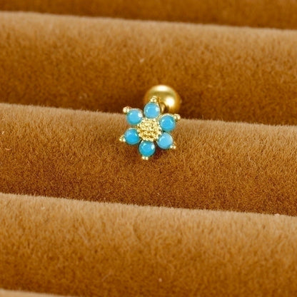 1 Piece Minimalist Geometric Flower Snake Plating Inlay Stainless Steel Rhinestones Earrings