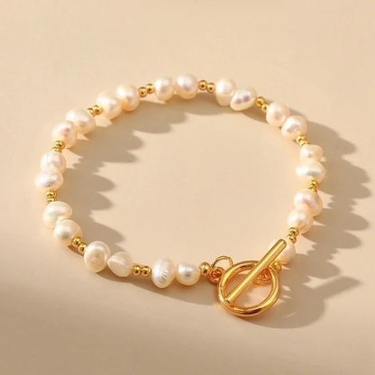 Vintage Style Geometric Freshwater Pearl Copper Plating 18k Gold Plated Bracelets