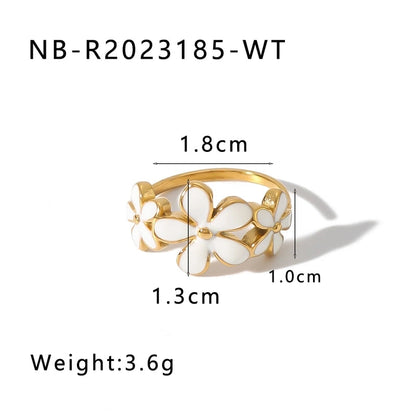 IG Style Minimalist Classic Style Flower 304 Stainless Steel 18K Gold Plated Rings