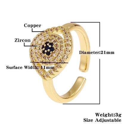 Fashion Enamel Drip Oil Evil Eye Retro Copper Tail Ring