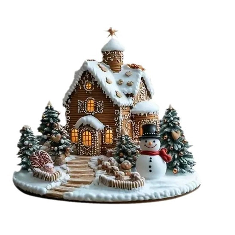 Christmas Minimalist Classic Style Christmas House Santa Claus Snowman Arylic Party Hanging Ornaments Decorations Table Decoration