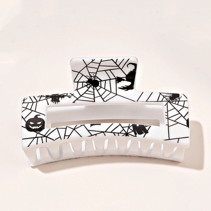 Halloween Hip-Hop Retro Funny Women's Printing Pumpkin Skull Plastic Hair Claws