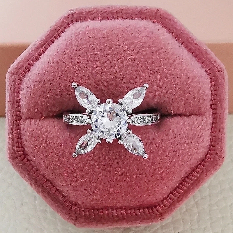 1 Piece Fashion Butterfly Copper Inlay Zircon Open Ring