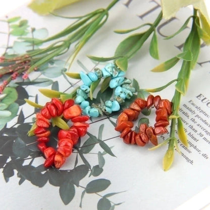 20 Pieces Ethnic Style Geometric Metal Beaded Natural Stone Rings