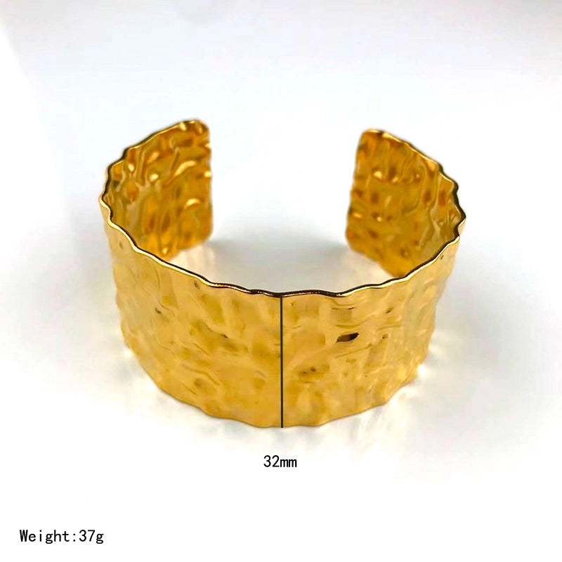 Casual Minimalist Solid Color Flower Butterfly 304 Stainless Steel 18K Gold Plated Bangle In Bulk