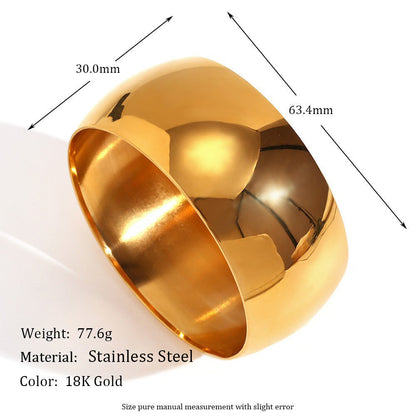 Fashion Round Stainless Steel 18K Gold Plated Bangles