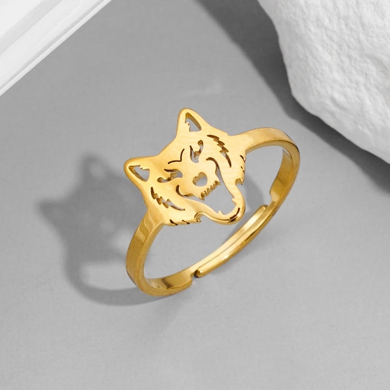 Funny Sweet Pastoral Animal 201 Stainless Steel 18K Gold Plated Polishing Adjustable Ring