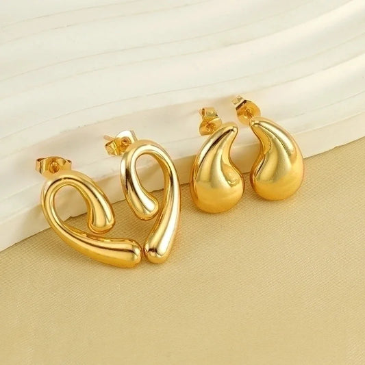 1 Pair Minimalist Classic Style Commute Solid Color Plating Stainless Steel Titanium Steel 18K Gold Plated Earrings