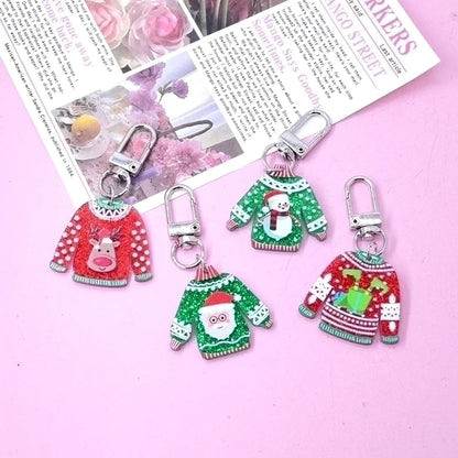 Cute Christmas Vintage Style Santa Claus Arylic Christmas Bag Pendant Keychain