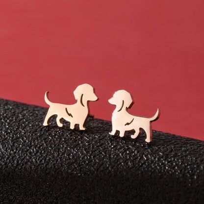 1 Pair Cute Minimalist Dog Polishing 304 Stainless Steel 18K Gold Plated Ear Studs