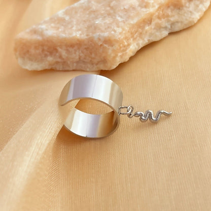 Casual Retro Minimalist Solid Color 304 Stainless Steel 18K Gold Plated Plating Hollow Out Open Rings