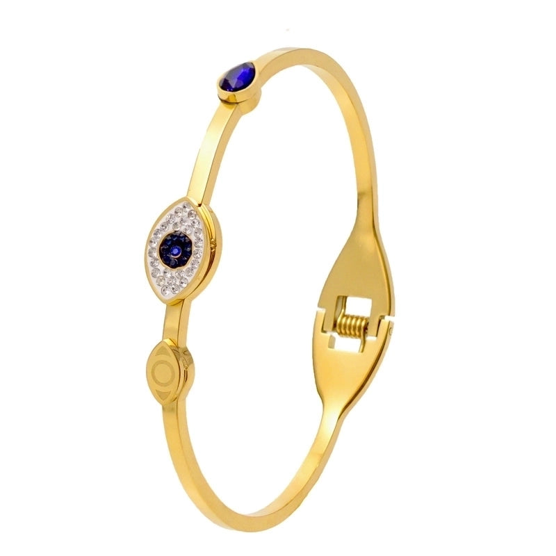 Minimalist Shiny Geometric Titanium Steel Gold Plated Zircon Bangle In Bulk