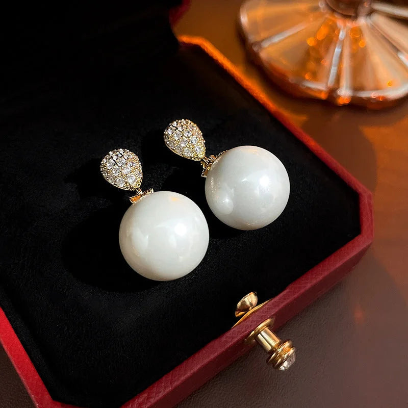 Minimalist Ellipse Geometric Copper Zircon Earrings