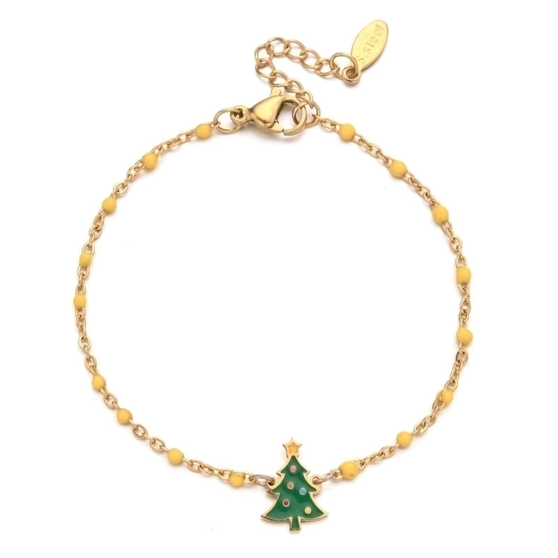 Cartoon Style Cute Christmas Tree Stainless Steel Bracelets In Bulk Christmas