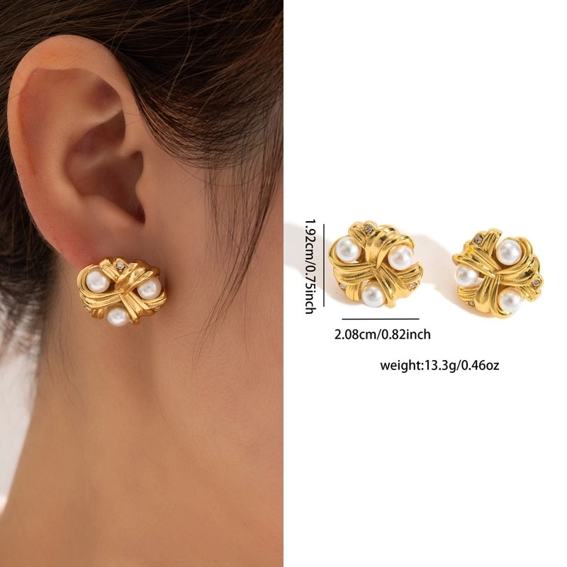 1 Pair Retro Minimalist Geometric Plating Titanium Steel Drop Earrings Ear Studs