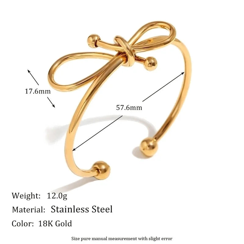 Vintage Style Classic Style Bow Knot 304 Stainless Steel Cuff Bracelets In Bulk