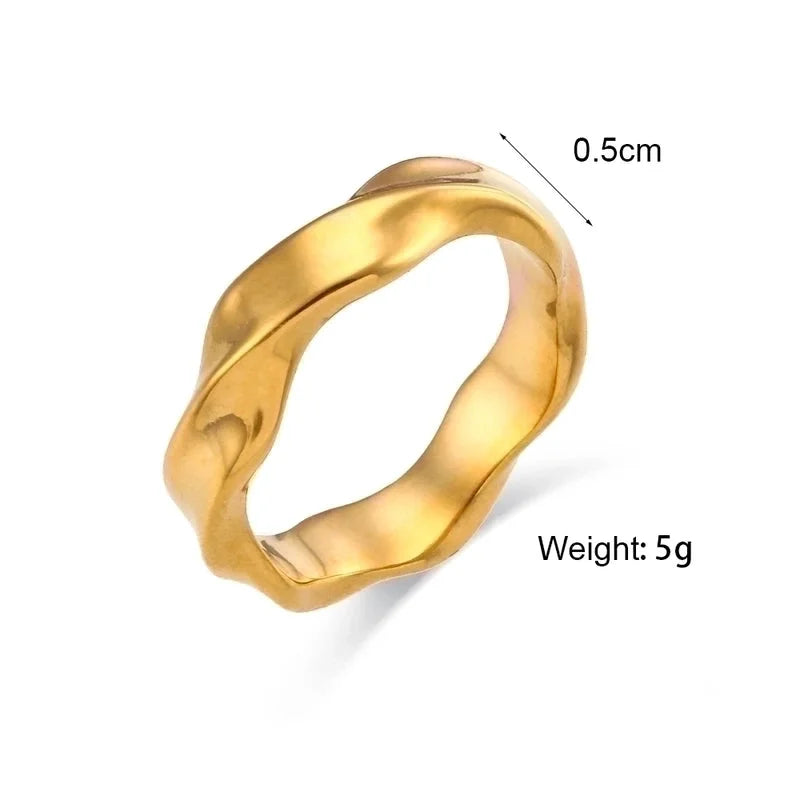 Minimalist Solid Color 304 Stainless Steel 18K Gold Plated Plating Rings