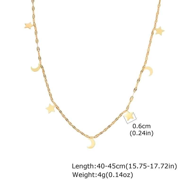 IG Style Star Moon 201 Stainless Steel 18K Gold Plated Necklace