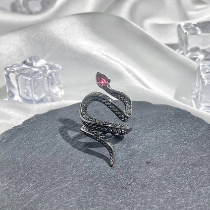 Hip-Hop Cool Style Snake Copper Plating Inlay Rhinestones Open Rings