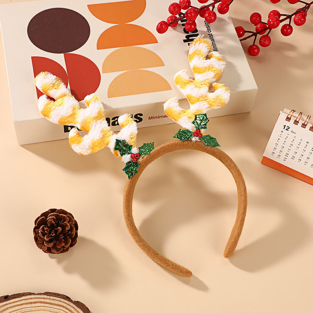 6 Pieces Christmas Reindeer Antler Headband Tieable Christmas Tree Headband Festive Atmosphere Decoration Cute Headband