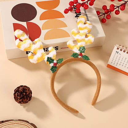 6 Pieces Christmas Reindeer Antler Headband Tieable Christmas Tree Headband Festive Atmosphere Decoration Cute Headband