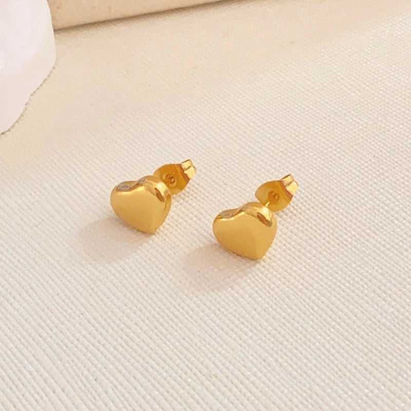 1 Pair Minimalist Heart Shape Titanium Steel Earrings