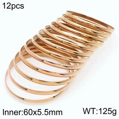 Minimalist Round Stainless Steel 18K Gold Plated Bangle In Bulk