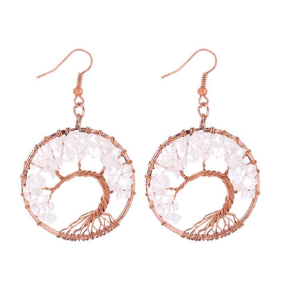 1 Pair Minimalist Leaf Natural Stone Copper Drop Earrings