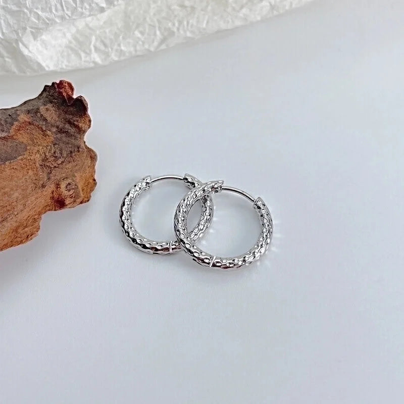 1 Pair Minimalist Classic Style Circle Patchwork 304 Stainless Steel Hoop Earrings